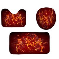 YAYUMI Halloween Festival 3pcs Non-Slip Bath Mat Bathroom U Shaped Non-Slip Shower Kitchen Carpet Doormats Decor