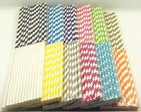 Kinsorcai 300PCS Biodegradable Paper Straws,12 Different Colors Stripe Paper Drinking Straws