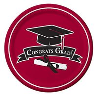 Graduation School Colors Burgundy 7-inch Paper Plates 18 Per Pack