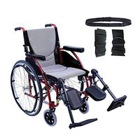 Karman S-Ergo 115 Ultra Lightweight Ergonomic Wheelchair | Seat Size 20" X 17" | Upgraded to Elevating Legrests | Fixed Wheels in Red & Free Black Wheelchair Seatbelt!