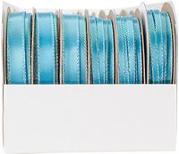 Offray 81448024V Satin Opalesence Boxed Ribbon Assortment 24/Pkg, Turquoise