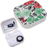Portable Contact Lens Case Box Travel Kit Mirror + Bottle + Tweezers Container Holder [ Flower ]