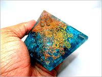 Jet Feroza Blue Onyx Orgone Metatron Pyramid 2.5 inch EMF Harmonizer Energy 3rd Eye Activation Meditation Vastu Healing Gemstone Chakra Balancing Image is JUST A Reference
