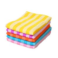 BESTOMZ Microfiber Cleaning Cloths Two-Color Stripes Ultra-absorbent Dust Wiping Towels 5PCS