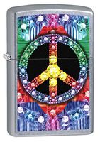 Zippo Lighter: Jeweled Peace Sign - Street Chrome 78288