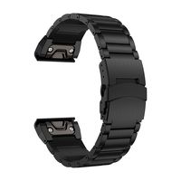 LDFAS Fenix 5 Plus Band, Sport Quick Release Easy Fit 22mm Stainless Steel Metal Strap with Safety Buckle Compatible for Garmin Fenix 5/5 Plus/Forerunner 935/945, Black