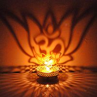 Buycrafty Om Lotus Shadow Lamps tealight candle holder for Pooja and Decorative Showpiece Gifts Set