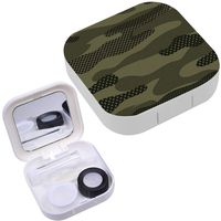 Portable Contact Lens Case Box Travel Kit Mirror + Bottle + Tweezers Container Holder [ Jungle Camouflage ]
