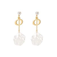 Sunhusing Fine Simple Solid Color Alloy 26 English Alphabet Letters Shell Decor Pendant Drop Earrings(O)