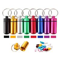 Aluminum Metal Pill Box Case Organizer - 10 Pieces Outdoor Medicine Bottle Hermetic First-aid Keychain Round Pill Bottle Camping Survival Waterproof First Aid Pill Container,Random Color