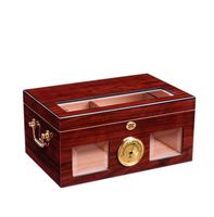 Cigar Humidor Cedar Wooden Lined Desktop Cigar Cabinet Cigar Box with Hygrometer and Humidifier, Birthday Gift Idea to Husband, Father,100 Capacity