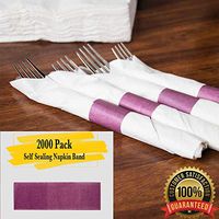 MM Foodservice Self Sealing Napkin Band, Pack of 2000 Self-Adhering Paper Napkin Band (Burgundy)
