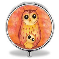 Custom Wanchang Pill Case, Owls Round Compact 3 Metal Portable Pill Container for Daily Use