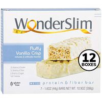 WonderSlim Low-Carb 15g Protein Diet Bar - Fluffy Vanilla Crisp - High Fiber Weight Loss Snack Bar - Gluten Free - 12 Box Value Pack (Save 20%)