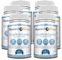 Research Verified Colon Detox Cleanse - #1 Colon Cleansing & Detox Treatment - 100% Natural w/Probiotics & 19 Tested Ingredients - 100% Money Back - 6 Bottles Supply