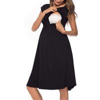 Iusun Women's Maternity Dress Hollow Lactation Short Sleeve Mother Skirt Sundress Nursing Breastfeeding Pregnants for Summer Daily Vacation Holiday