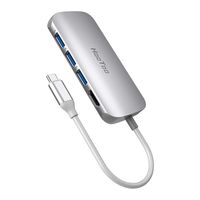 HooToo USB C Hub, 7-in-1 Adapter with Ethernet Port, SD/TF Card Reader, 4K HDMI, 3 USB 3.0 Ports for MacBook and Type C Windows Laptops (Silver)