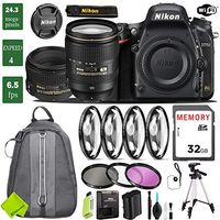 Nikon D750 DSLR Full Frame Camera with 24-120mm VR Lens & Nikon 50mm f/1.4G Lens + 4 Piece Macro Close-Up Set + 3PC Filter Kit (UV FLD CPL) + Tripod + Backpack