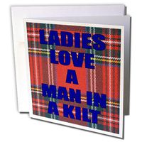 Ladies love a man in a kilt, Red and White - Greeting Cards, 6 x 6 inches, set of 6 (gc_171984_1)