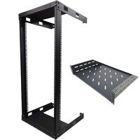 Kenuco Wall Mount Open Rack (18U + 1 x Shelf, Black)