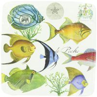 Michel Design Works Tropical Fish Luncheon and Dessert Square Paper Plates, 8 Count