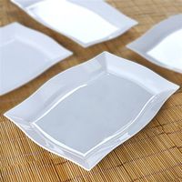 White 8 Inch X 11.5 Inch Rectangle Wave Disposable Plate - Chambury Plastics