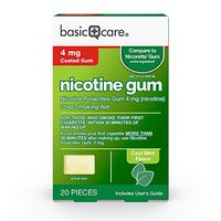 Basic Care Coated Nicotine Polacrilex Gum, 4 mg (nicotine), Mint Flavor, Stop Smoking Aid, 20 Count