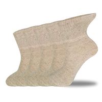 HaloYIYI Women's Lightweight Diabetic Ankle Socks Thin Socks Cotton Socks with Non-Binding,Loose Top (Beige, U.S. Women Shoe Size 6-10)