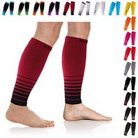 NEWZILL Compression Calf Sleeves (20-30mmHg) for Men & Women - Perfect Option to Our Compression Socks - for Running, Shin Splint, Medical, Travel, Nursing, Cycling (L/XL, i-Black/Red)