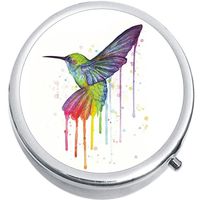 Watercolor Hummingbird Medicine Vitamin Pill Box