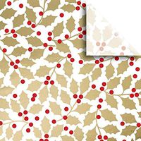 Jillson & Roberts Printed Gift Tissue 20" x 30", Elegant Holly (240 Sheets)