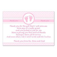 30 Thank You Cards Notes Pink Baby Girl Shower Personalized Cards + 30 White Envelopes