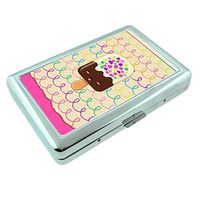 Ice Cream Em6 Hip Silver Cigarette Case Id Holder Metal Wallet 4" X 2.75" RFID Protection