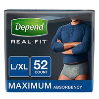 Depend Incontinence Underwear for Men, Maximum Absorbency, Large/X-Large, Grey, 52 Count - 2 Pack