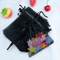 100pcs Drawstring Organza Gift Pouches for Wedding Party Favor, Gift,Jewelry, Candy, Tulle Bags (Black)