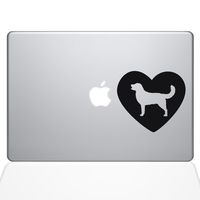 The Decal Guru Heart Golden Retriever MacBook Decal Vinyl Sticker - 11" MacBook Air - Black (1328-MAC-11A-BLA)