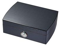 Visol Blackburn Carbon Fiber Look Cigar Humidor with Free Laser Engraved Metal Plate (Diamond Monogram)