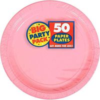Amscan New Pink Paper Plate Big Party Pack, 50 Ct.