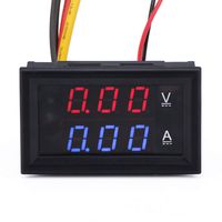 ETbotu DC 100V 10A Voltmeter Ammeter Blue + Red LED Dual Digital Volt Amp Meter Gauge