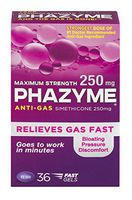 Phazyme Maximum Strength Gas and Bloating Relief | 250 mg Simethicone | 36 FAST GELS