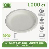 Eco-Products EPP016PKCT Renewable & Compostable Sugarcane 6-Inch Plates Convenience PK, 50/PK, 20 PK/CT