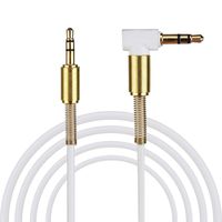 Chezaa Audio Cable, 3.5mm Jack Male To Male 90 Degree Right Angle Aux Cable (White)