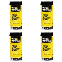 Tub O Towels Heavy-Duty 7" x 8" Size Multi-Surface Cleaning Wipes, 40 Count Per Canister - 4 Pack