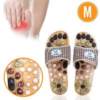 Acupressure Massage Slippers with Earth Stone, Therapeutic Reflexology Sandals for Foot Acupoint Massage Shiatsu Arch Pain Relief, Fit Men 6.5-7.5 / Women 7.5-9 Feet Size