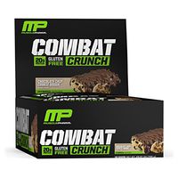 MusclePharm Combat Crunch Protein Bar, Multi-Layered Baked Bar, Gluten-Free Bars, 20 g Protein, Low-Sugar, Low-Carb, Gluten-Free, Chocolate Chip Cookie Dough Bars, 12 Servings