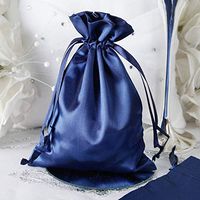 Efavormart 60PCS Navy Blue Satin Gift Bag Drawstring Pouch Wedding Favors Bridal Shower Candy Jewelry Bags - 5"x7"