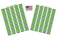 Made in USA! 100 Country Flag 1.5" x 1" Self Adhesive World Flag Scrapbook Stickers, Two Sheets of 50, 100 International Sticker Decal Flags Total (Gabon)
