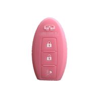 New Pink 3 Buttons Silicone Skin Smart Remote Key Case Cover Bag Holder Chain For Infiniti G25 FX50 FX45 FX35 EX35