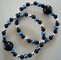 Queasy Beads® ~ Two (2) Authentic Stylish Motion Sickness Anti Nausea Acupressure Bracelets in Starry Night ~ Genuine, High Quality Black, Blue, Sterling Silver Beads for Natural Nausea Relief