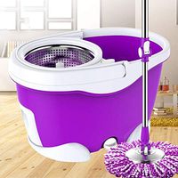 Hand Pressure Double Drive mop 2 in 1 spin mop 360° Spinning Rotating Magic Spin Floor Mop&Bucket Set+2 Microfibre Cleaning Heads brush scrubber (color : A) (Color : B)